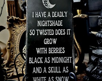 Deadly nightshade poem, Gothic wall art,dark cottagecore