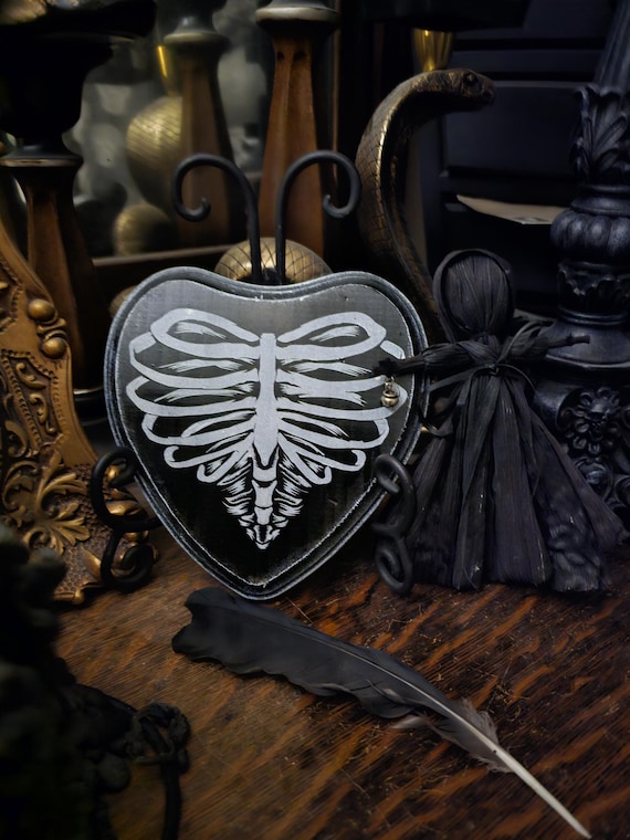 Rib cage heart, Halloween decor, romantic goth, gothic wall decor,  Victorian gothic,  Halloween wedding,  black heart wall decor