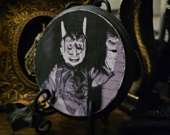 vintage image of a devilish trick or treator