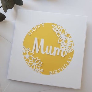 Personalised Papercut Birthday Card | Floral Birthday card | Paper cut Birthday Card | Card for her l Flower Birthday Card