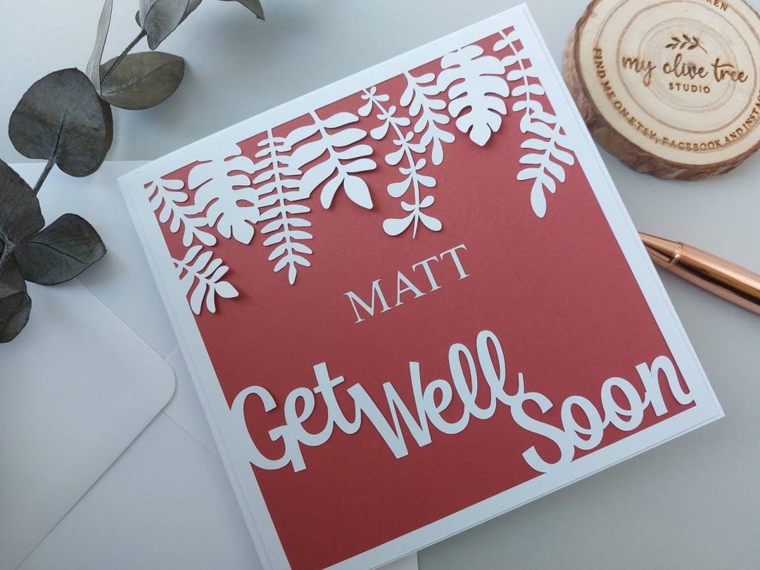 Personalised Get Well Soon Card | Paper Cut | Custom Handmade Card L ...