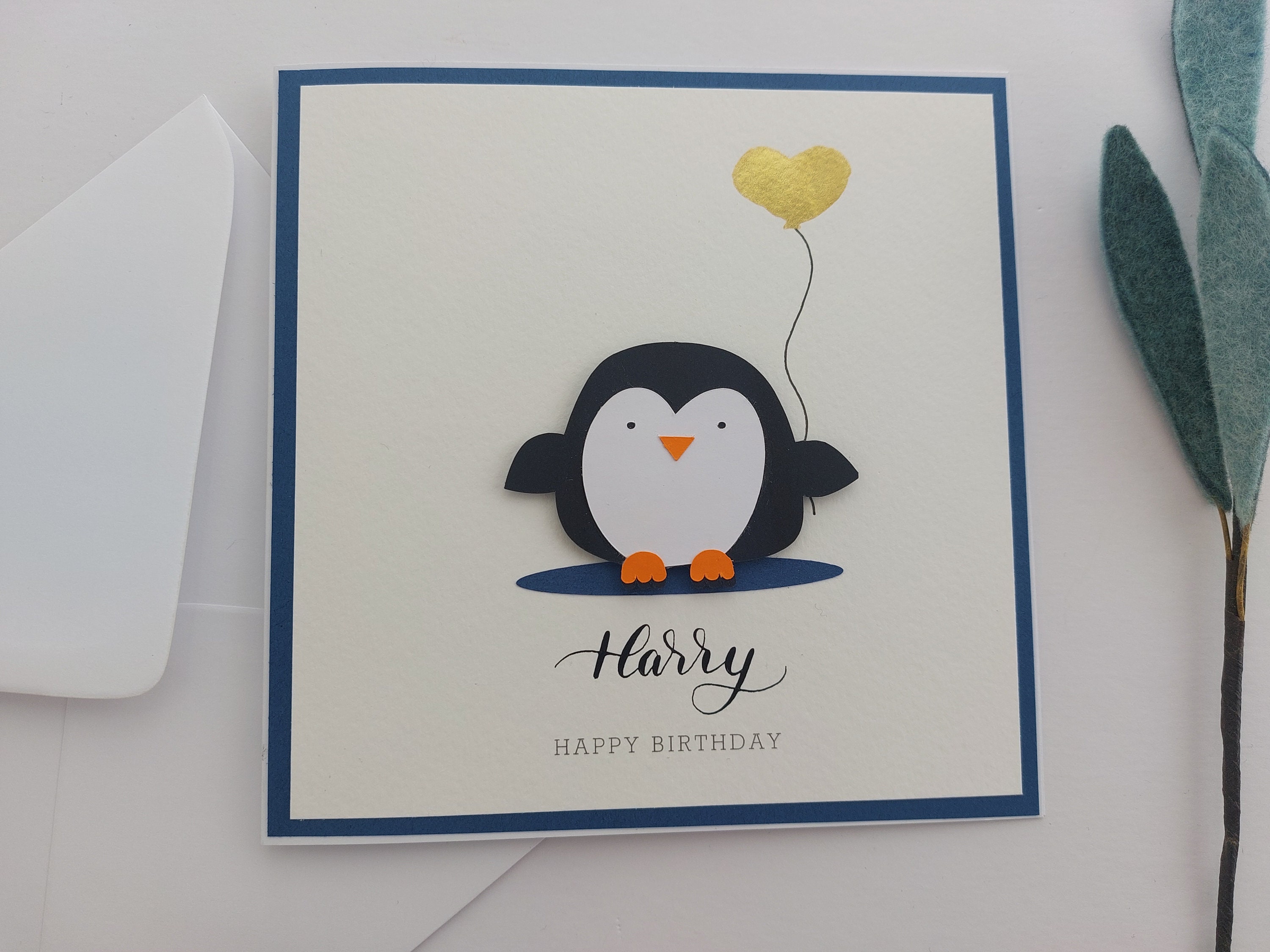 Personalised Penguin Birthday Card | Cute Birthday Card | Handmade ...
