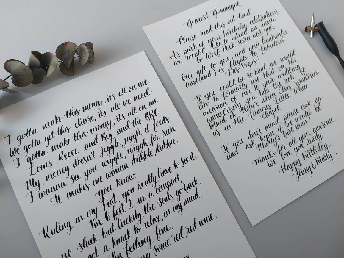 Custom Calligraphy A4 L Calligraphy Poem Handwritten - Etsy UK