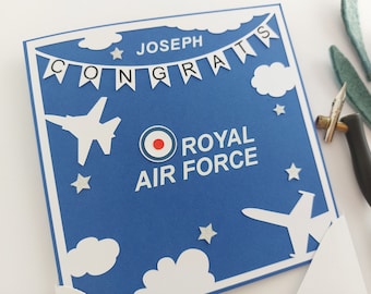 Personalised RAF Graduation Card | Royal RAF | Congratulations Royal Air Force | Air Force | Handmade Card l Flying Officer