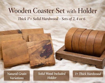 Custom Handmade Hardwood Coasters - Individually Sold - Free Holder with 6+