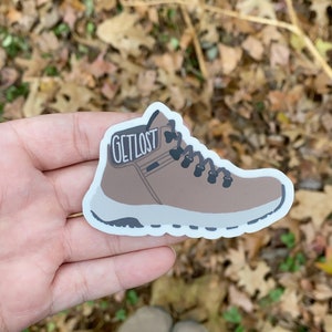 Get Lost- Hiking Sticker, Mountains, outdoors, hiking, Gift for hiking Lovers, Weatherproof Sticker, Hiking themed Sticker, DieCut Sticker