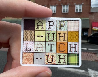 Appalachia: App-uh-latch-uh Quilt sticker, Appalachian quilt, mountain quilt, patchwork quilt, Appalachian culture, heritage sticker