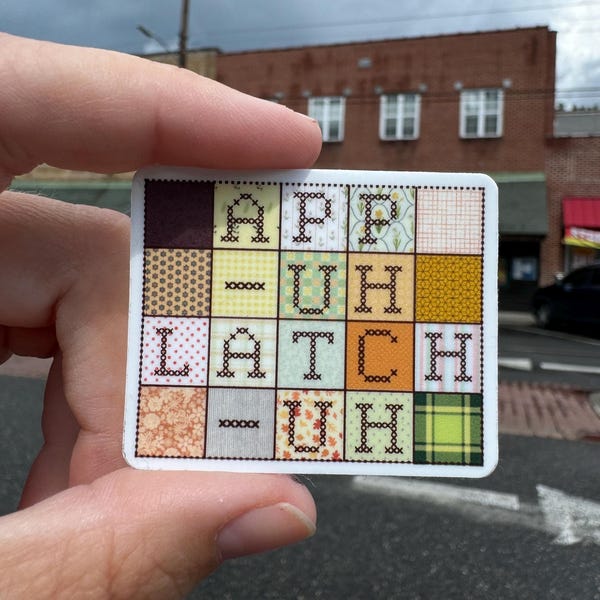 Appalaches : autocollant de courtepointe App-uh-latch-uh, courtepointe des Appalaches, courtepointe de montagne, courtepointe en patchwork, culture des Appalaches, autocollant du patrimoine