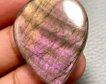 Violet Fiery Labradorite, Pear Cabochon, 35x27x5 MM, 39 CTS, Beautiful Cabochon, #L-601