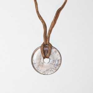 Smokey Quartz Donut pendant with a natural silk string / high quality, natural and clear smokey Quartz / calming stone