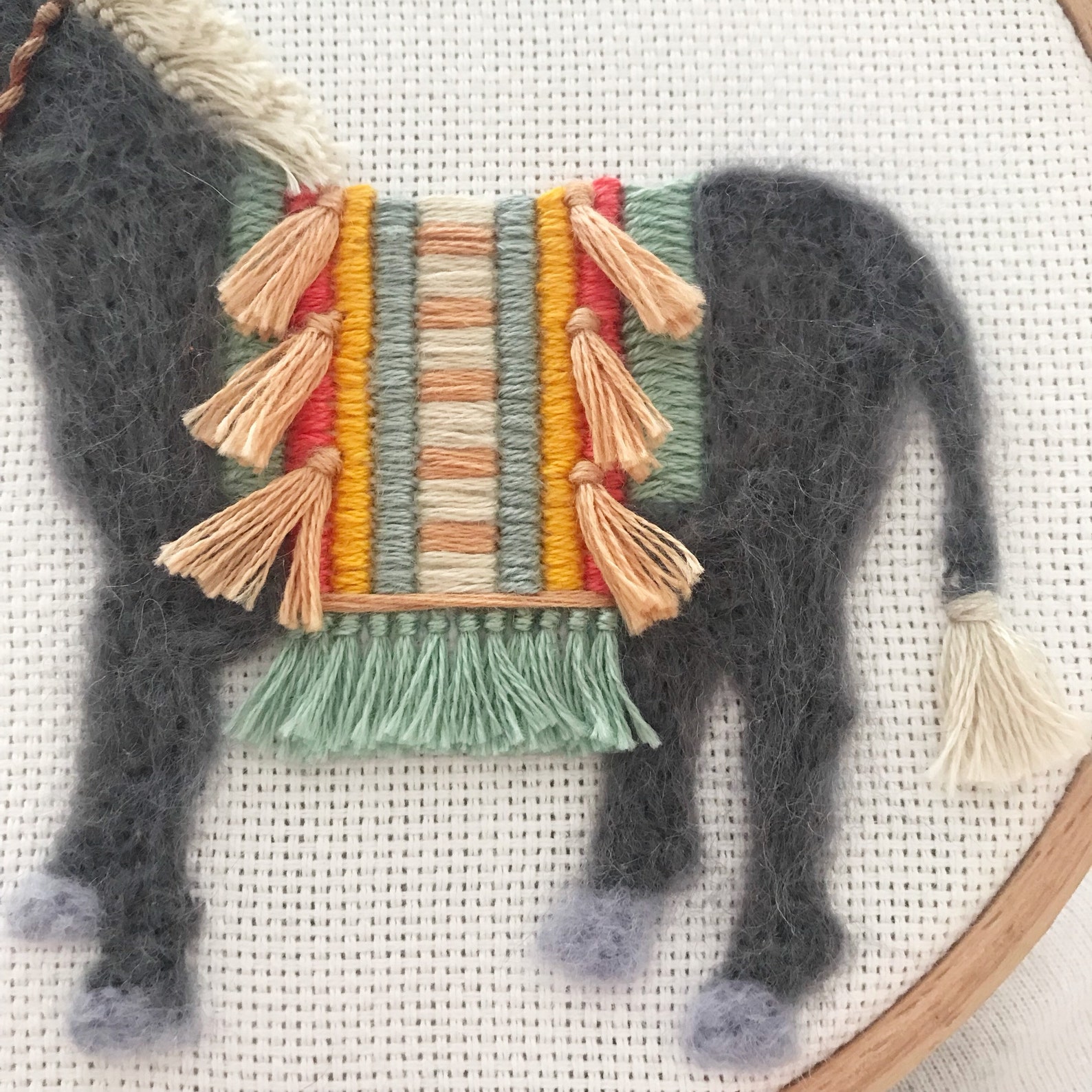 Needle Felted Wool Donkey with Hand Embroidered Details. Etsy