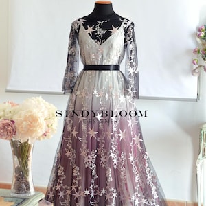 Celestial gradient dress, Celestial Ombre Dress, Black and white wedding dress