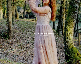 Starlight | Unique Celestial Bohemian Dress | Stars Moon Wedding Dress |  Luxury off Shoulder Tan Wedding Dress- MADE TO ORDER - Etsy