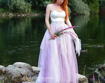 Lavender Tulle wedding skirt, Ombre Layered Bridal Skirt , Gradient soft tulle wedding skirt, Ballroom dance Skirt
