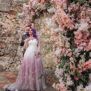 Robe de mariée céleste ombrée, 4 superpositions et 6 couleurs au choix