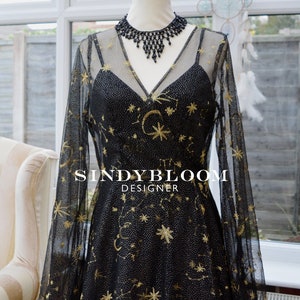 Vestido/Túnica Celestial Negro &quot;Onix&quot;, Halloween stars dress, Halloween witch dress