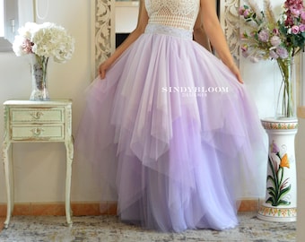 Nayade - Ombre Layered Bridal Skirt , Gradient soft tulle wedding skirt, Tulle wedding skirt, Lavender tulle skirt, Ballroom dance Skirt