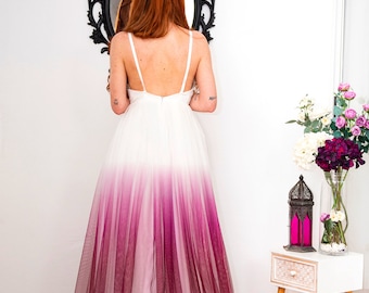 NEW!! Ombre wedding dress, Gradient ball gown dress Available in 6 different colours