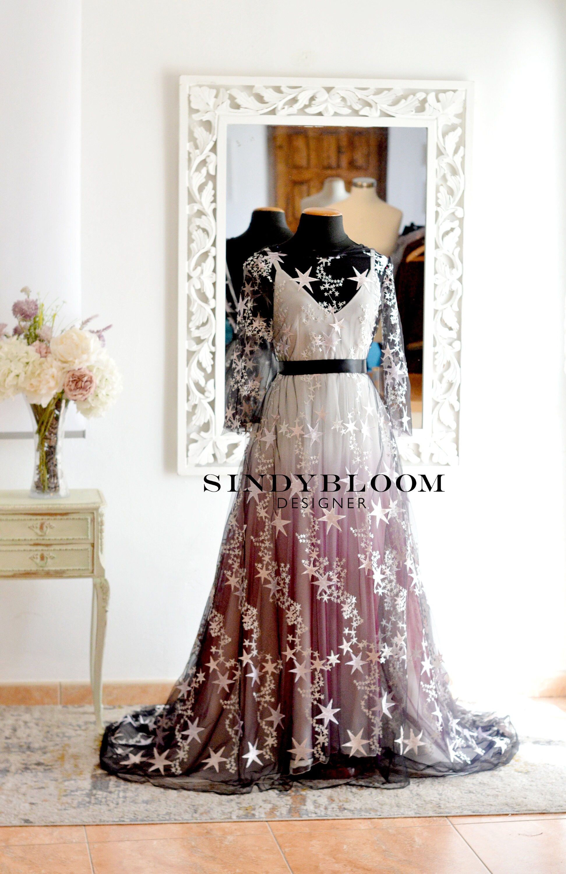 Black to white ombre dress hotsell