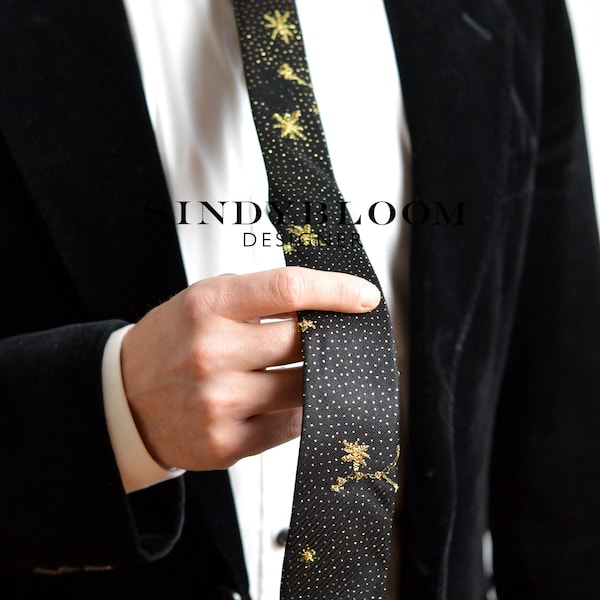 Corbata Celeste Onix para hombre, Corbata de Estrellas, Corbata de Novio, Corbata de Fiesta