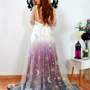 Celestial gradient dress, Celestial Ombre Dress, Stars gradient dress image 4