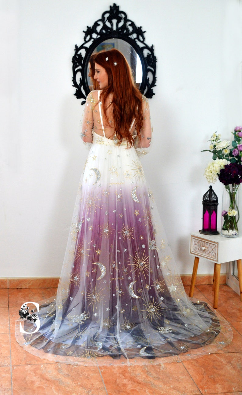 Celestial gradient dress, Celestial Ombre Dress, Stars gradient dress image 4