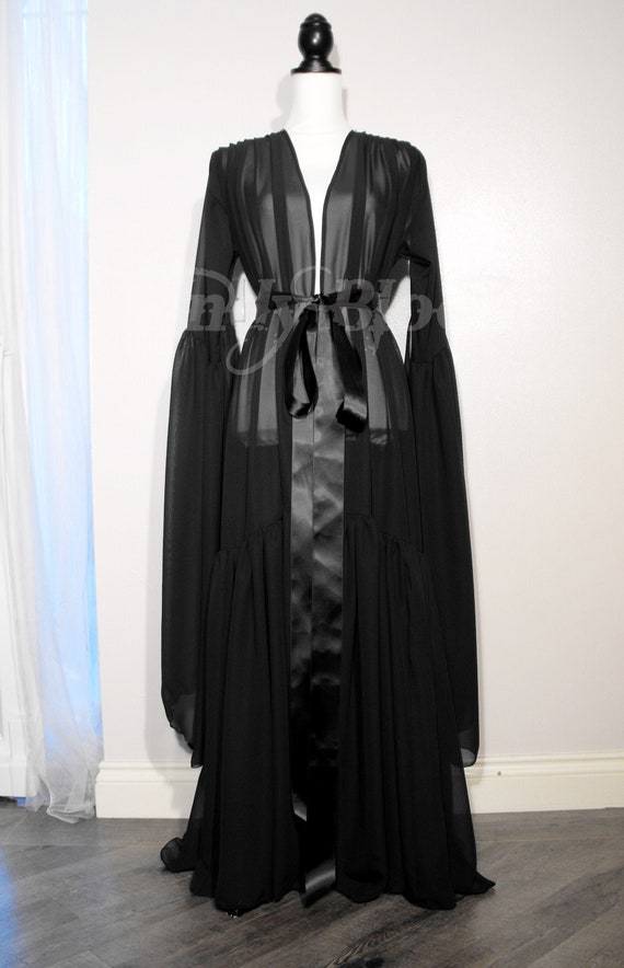 black chiffon dressing gown