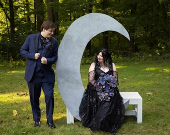 Celestial Star & Moon Wedding Dress 'Jasmine' with Corset Back and Detachable Sleeves