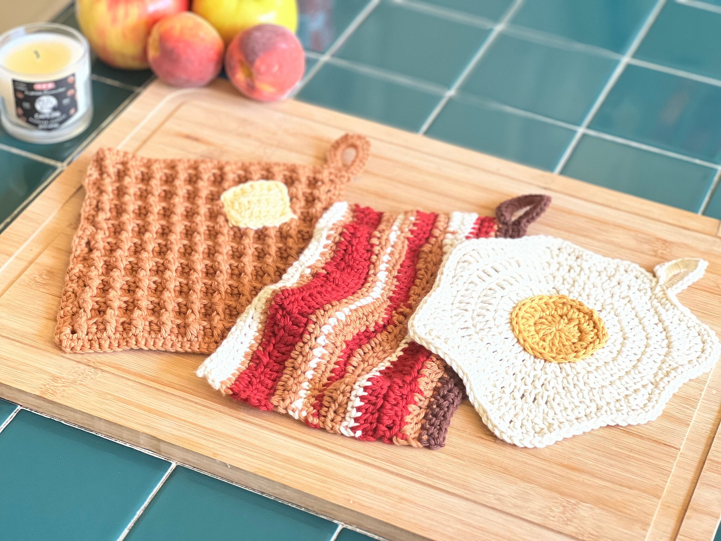 petit-déjeuner bonanza crochet dessous de plat hot pad - amandarosemakes