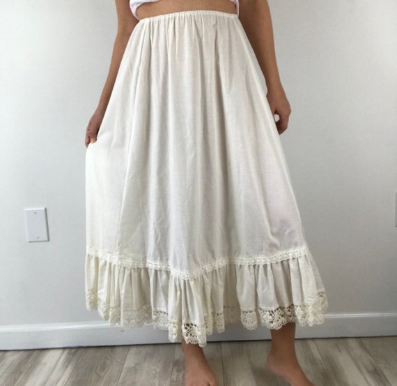 Laura Ashley Vintage White Crochet Petticoat Skirt