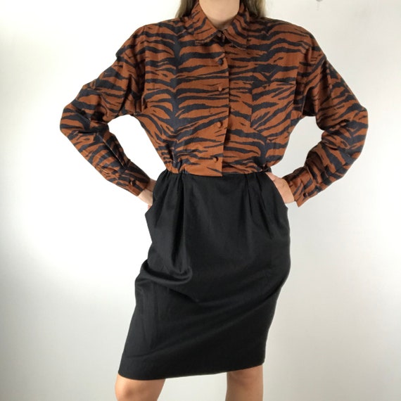 Vintage Tiger Stripe Animal Print Dress