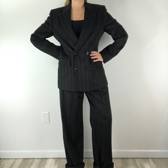 Maxmara Pinstripe Wool Angora Blend Blazer Jacket