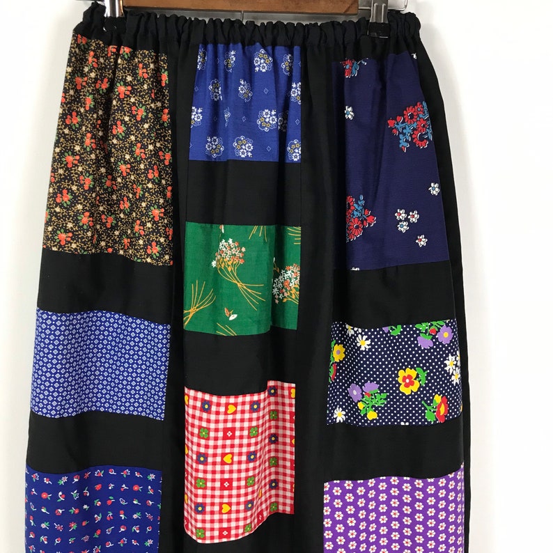 Vintage 60\u2019s 70\u2019s Patchwork Hippie Prairie Boho Maxi Skirt