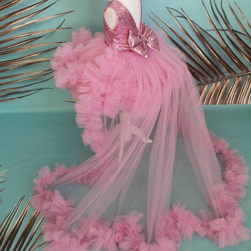 Flower Girl Dress With Detachable Train Baby First Birthday Etsy