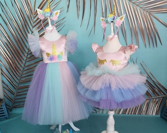unicorn party dress age 4 Pastel Unicorn Tutu Dress: Handmade Birthday Costume