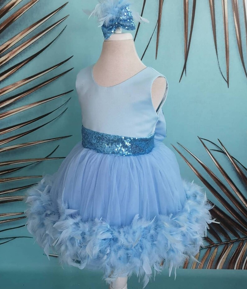 Feather Girls Dress Feather Toddler Wedding Dress 1st Etsy