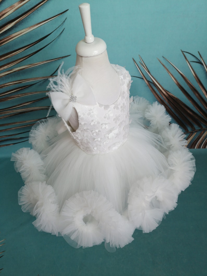 Fancy Princess Dress 1st birthday dress Luxury Lace Flower Girl Dress Girl Party Costume Poam Gown Toddler outfit Baby Birthday Outfit
