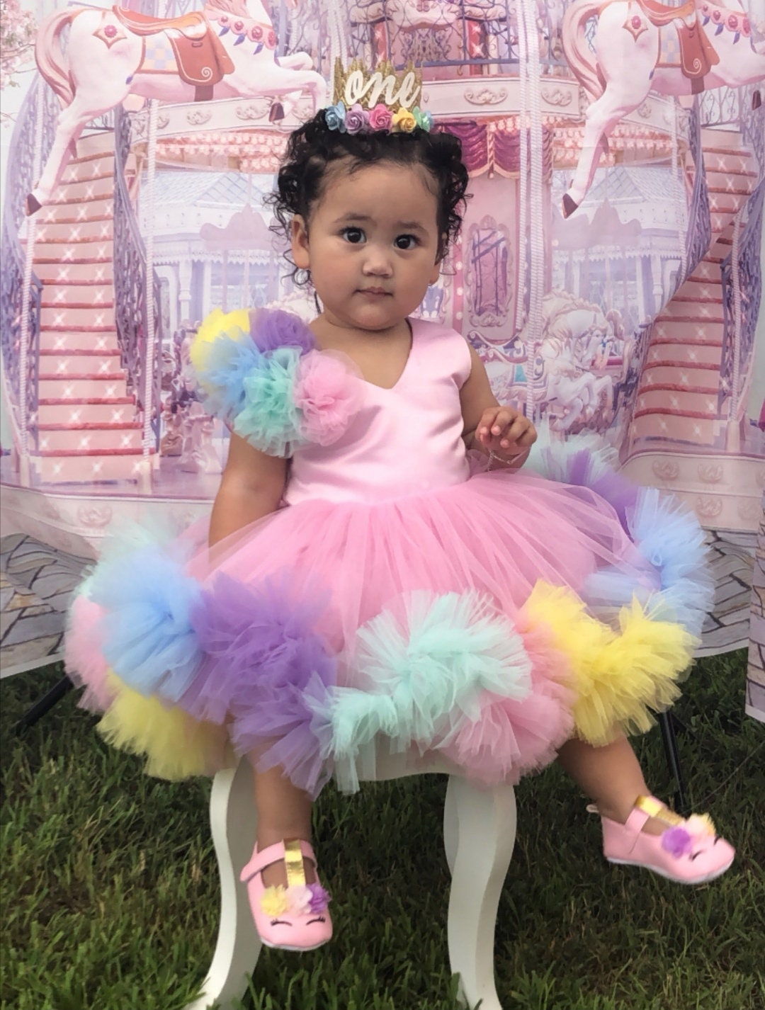 unicorn theme dress for baby girl