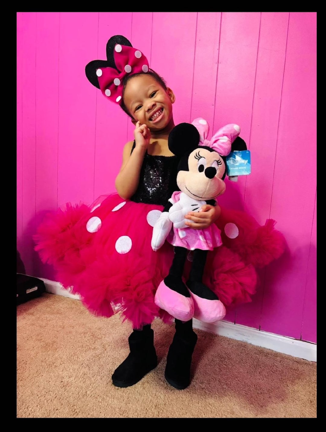 Set di costumi per neonati ispirato a Minnie, vestito fucsia