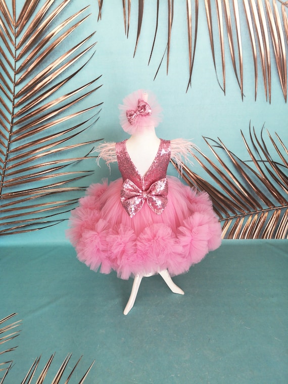 Vestito rosa da fiore per bambina, vestito per bambini