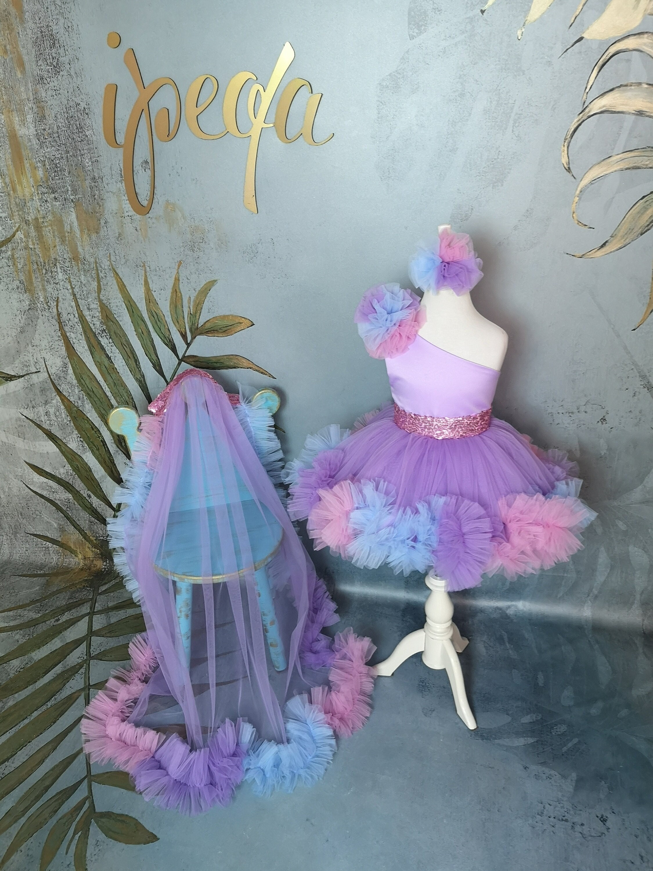 Baby Girl Pony Theme Dress With Detachable Train Unicorn Outfit With Trail Pony Baby Dress Set Including Headband Long Tail Unicorn Dress Etsy UK