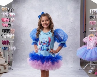 Stitch themed Toddler  Dress, Stitch Costume, Birthday Outfit