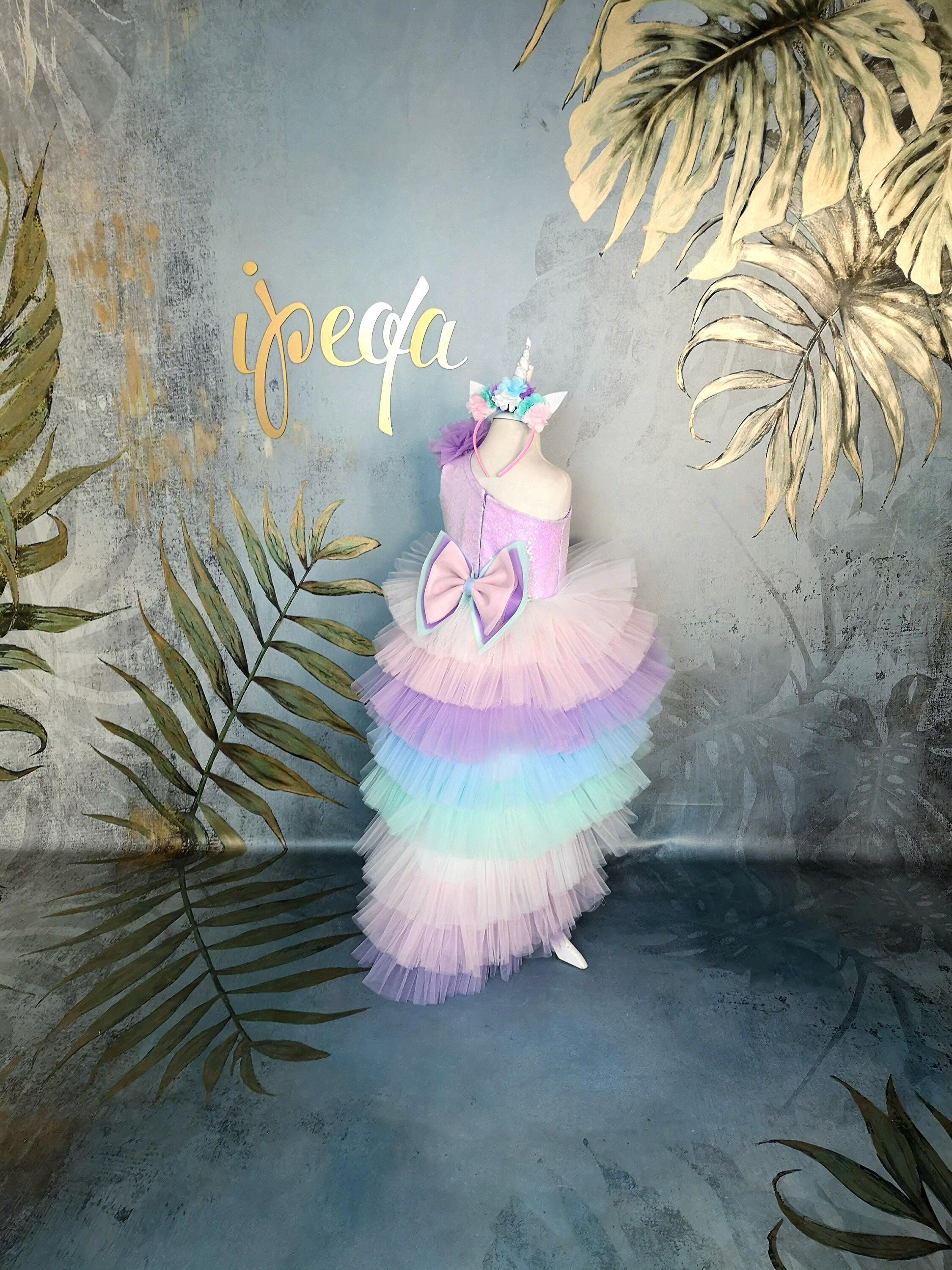 unicorn birthday theme dress Shop Unicorn Mommy and Me Dress For Photoshoot, Rainbow Matching Dress, Birthday Party Outfits main image 0