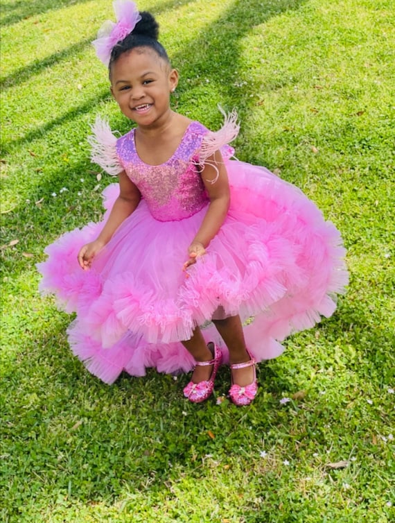 Pink Ombre Toddler Dress, Flower Girl Dress, Toddler Birthday Princess Dress,  Puffy Dress With Train, Prom Ball Pageant Gown - Etsy