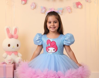 My Melody inspired baby girl birthday dress With an extra train option