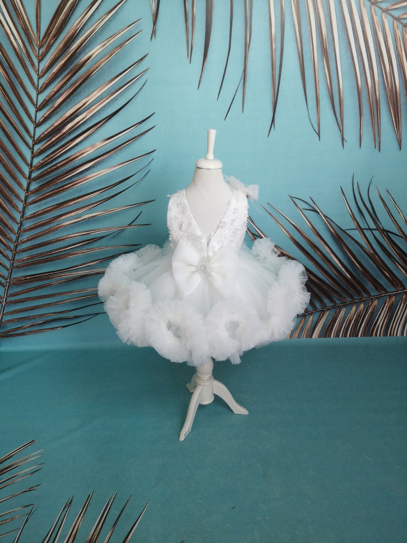Fancy Princess Dress 1st birthday dress Luxury Lace Flower Girl Dress Girl Party Costume Poam Gown Toddler outfit Baby Birthday Outfit