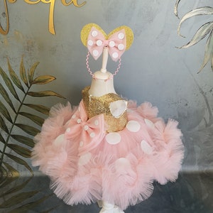 Disfraz clásico de Minnie Mouse de oro rosa para niña pequeña