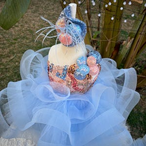 Baby Blue Toddler Birthday Puffy Tulle Party Dress, Little Girls Pageant Dress for special occasion