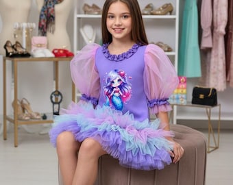 Little mermaid Toddler  Dress, Under the Sea Costume, Birthday Outfit