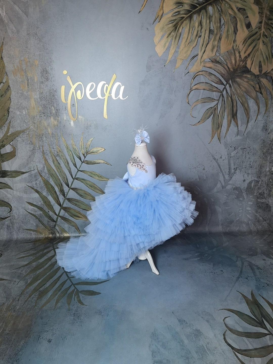 Baby Girl Sisi Blue Toile Gown main image 0